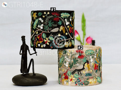 3 Yard Embroidered Fabric 9 CM Trims Indian Embroidery Sari Border Laces Ribbon Decorative Sewing Craft Saree Dresses Trimmings Home Decor