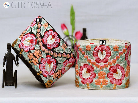 9 Yard Pink 9CM Indian Embellishment Embroidered Trim Cushion Covers Embroidery Saree Ribbon Sewing Crafting Border Wedding Trim Curtains