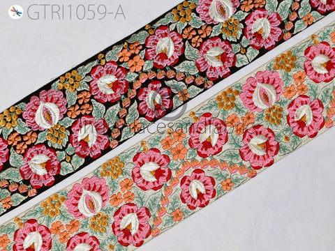 9 Yard Pink 9CM Indian Embellishment Embroidered Trim Cushion Covers Embroidery Saree Ribbon Sewing Crafting Border Wedding Trim Curtains