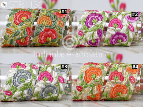 9 Yard Embroidered 75mm Fabric Trim Indian Sari Border Saree Laces Sewing DIY Crafting Decorative Ribbons Trimmings Cushions Beach Bags Hats