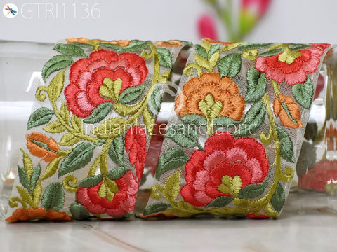 9 Yard Embroidered 75mm Fabric Trim Indian Sari Border Saree Laces Sewing DIY Crafting Decorative Ribbons Trimmings Cushions Beach Bags Hats