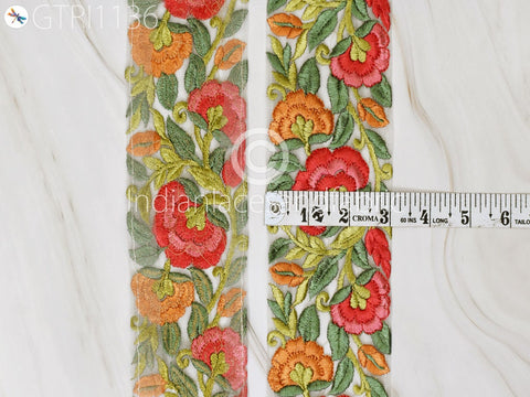 9 Yard Embroidered 75mm Fabric Trim Indian Sari Border Saree Laces Sewing DIY Crafting Decorative Ribbons Trimmings Cushions Beach Bags Hats