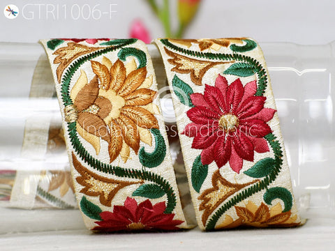 9 Yard Embroidered Fabric 5 CM Trim Embroidery Embellishment Sewing Costumes Cushion DIY Crafting Ribbon Sewing Border Indian Dress Lace
