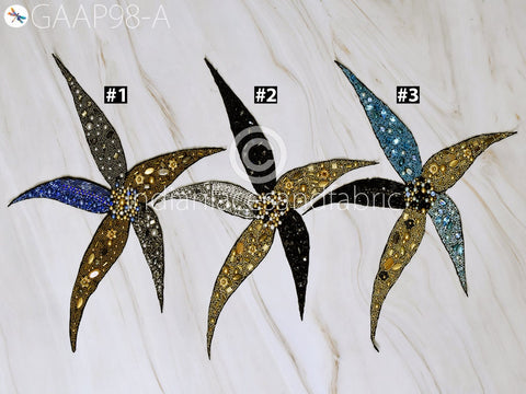 Floral Sequin Appliques Beaded Applique Sequined Applique for dress, Headband Applique, applique designs, Handcrafted Appliques, Scrap booking Appliques