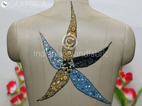 Beaded Floral Sequin Applique, Embroidered Floral Sequin Applique Sequins Beaded Patches Appliques, Decorative Appliques