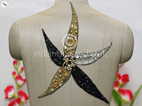 Embroidered Floral Sequin Zardozi Patches Appliques sequins Work Applique Handcrafted Scrap booking beaded Patches Applique for dress, Christmas applique