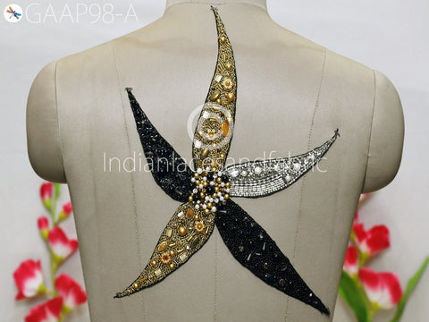 Embroidered Floral Sequin Zardozi Patches Appliques sequins Work Applique Handcrafted Scrap booking beaded Patches Applique for dress, Christmas applique