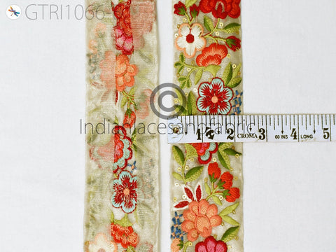 9 Yard Indian Embroidered Fabric 5cm Trim Embellishment Saree Ribbon Sewing Crafting Embroidery Border Wedding Dress Trimmings Cushion Cover