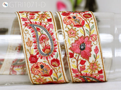 9 Yard Indian 5cm Embroidered Fabric Trim Saree Ribbon Sewing Crafting Embellishment Embroidery Border Wedding Dress Trimmings Cushion Cover