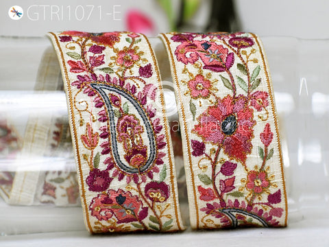 9 Yard Indian Embroidered Fabric 5 Cm Trim Saree Ribbon Sewing Crafting Embellishment Embroidery Border Wedding Dress Cushion Covers