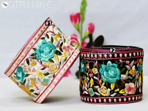 9 Yard Embroidered Fabric 10cm Trim Indian Sari Border Saree Laces Sewing DIY Crafting Decorative Ribbons Trimmings Cushions Beach Bags Hats