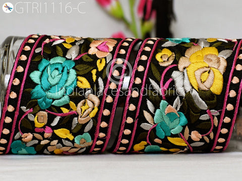 9 Yard Embroidered Fabric 10cm Trim Indian Sari Border Saree Laces Sewing DIY Crafting Decorative Ribbons Trimmings Cushions Beach Bags Hats