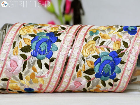 9 Yard Embroidered Fabric 10cm Trim Indian Sari Border Saree Laces Sewing DIY Crafting Decorative Ribbons Trimmings Cushions Beach Bags Hats