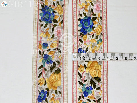 9 Yard Embroidered Fabric 10cm Trim Indian Sari Border Saree Laces Sewing DIY Crafting Decorative Ribbons Trimmings Cushions Beach Bags Hats