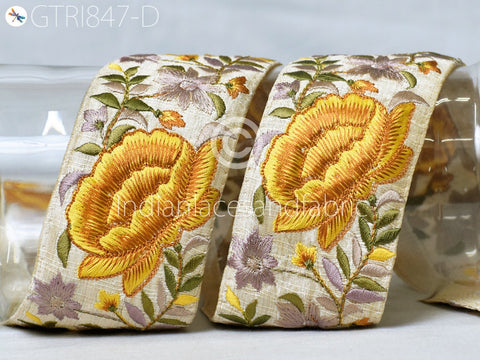 9 Yard Saree Border 6CM DIY Crafting Sewing Bridal Sari Ribbon Floral Embroidered Fabric Trim Beach Bags Home Decor Embellish Tapes Drapery