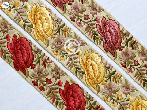 9 Yard Floral 6 cm Embroidered Fabric Trim Decor Saree Border DIY Crafting Sewing Sari Ribbon Beach Bags Home Decor Embellishments Drapery