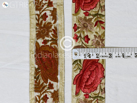9 Yard Floral 6 cm Embroidered Fabric Trim Decor Saree Border DIY Crafting Sewing Sari Ribbon Beach Bags Home Decor Embellishments Drapery