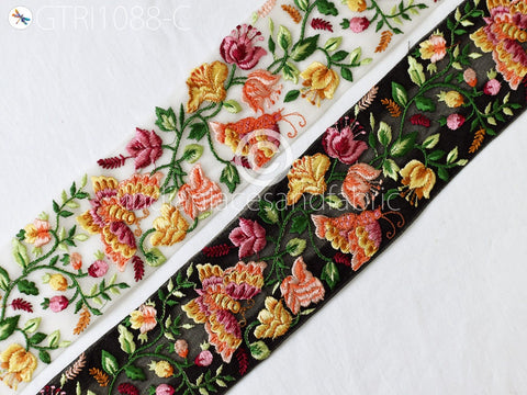 9 Yard Butterfly 7cm Embroidered Ribbon Fabric Trim Decorative Indian Sari Border Trim Sewing Cushions Embroidery Crafting Laces Home Decor