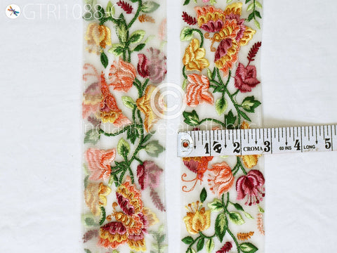 9 Yard Butterfly 7cm Embroidered Ribbon Fabric Trim Decorative Indian Sari Border Trim Sewing Cushions Embroidery Crafting Laces Home Decor