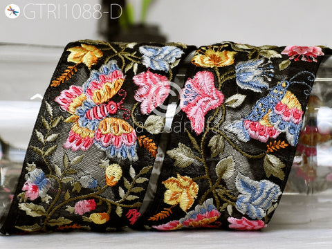 9 Yard Butterfly 75mm Embroidered Ribbon Fabric Trim Indian Decor Sari Border Saree Trim Sewing Cushions Embroidery Crafting Lace Home Decor