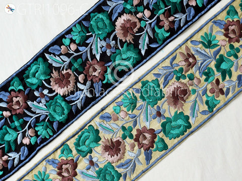 9 Yard Embroidered 10cm Fabric Trim Indian Sari Border Saree Laces Sewing DIY Crafting Decorative Ribbons Trimmings Cushions Beach Bags Hats