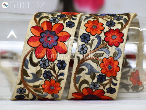 9 Yard Embroidered 5cm Ribbon Fabric Trim Decorative Embroidery Embellishments DIY Crafting Sewing Saree Indian Sari Border Home Decor Tape