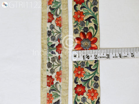 9 Yard Embroidered 5cm Ribbon Fabric Trim Decorative Embroidery Embellishments DIY Crafting Sewing Saree Indian Sari Border Home Decor Tape