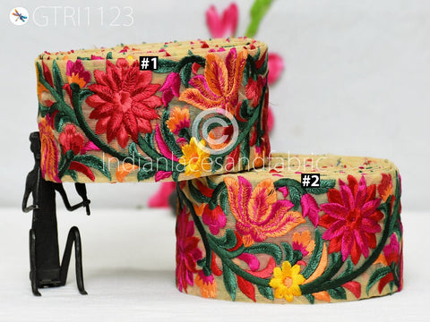 9 Yard Embroidered 75 mm Ribbon Fabric Trim Indian Sari Border Saree Dresses Trim Wedding Dress Costumes Embroidery Crafting Lace Home Decor