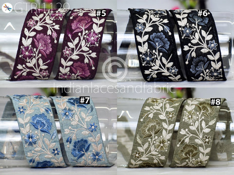 9 Yard Indian 5cm Embroidered Fabric Trim Embellishment Saree Ribbon Sewing Crafting Embroidery Border Wedding Dress Trimmings Cushion Cover