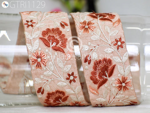 9 Yard Indian 5cm Embroidered Fabric Trim Embellishment Saree Ribbon Sewing Crafting Embroidery Border Wedding Dress Trimmings Cushion Cover