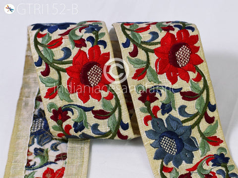 9 Yard Gray 7cm Indian Embroidered Fabric Trim DIY Crafting Sari Border Decor Dresses Sewing Cushions Curtain Cover Table Runner Bags Trims