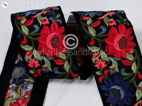 9 Yard Coral Red 7cm Indian Saree Embroidered Fabric Trim DIY Crafting Sari Border Ribbon Decorative Sewing Tape Cushions Table Runner