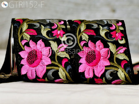 9 Yard Grey Floral 65MM Indian Trims Embroidered Fabric Trims Crafting Sari Border Decorative Sewing Trimmings crafting supplies Ribbon