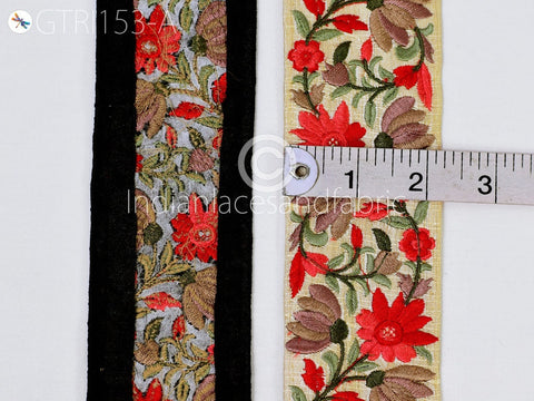9 Yard Red 5cm Decorative Embroidery Fabric Trim Embellish Table Runner Crafting Sewing Costume Saree Indian Sari Border Embroidered Ribbon