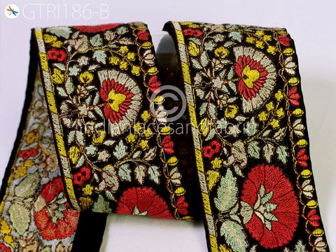 9 Yard Floral 7cm Trims Indian Embroidered Trim Cushion Embellishments Saree Dress Decorative Ribbon Crafting Sewing Borders Home Decoration