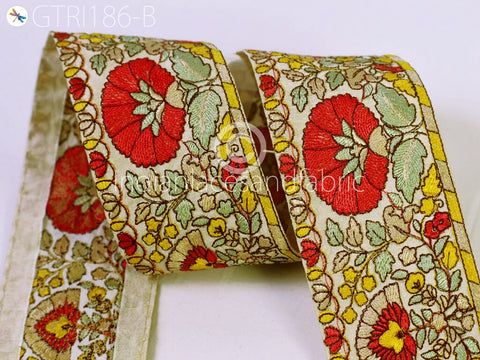 9 Yard Floral 7cm Trims Indian Embroidered Trim Cushion Embellishments Saree Dress Decorative Ribbon Crafting Sewing Borders Home Decoration