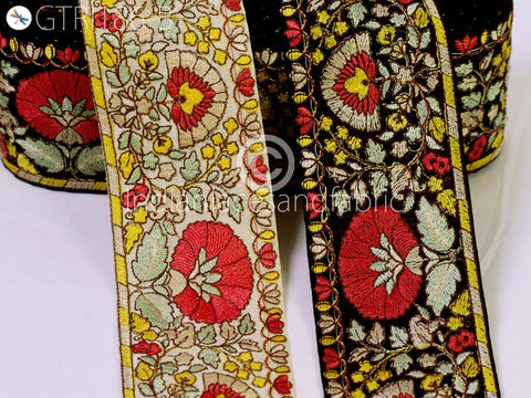 9 Yard Floral 7cm Trims Indian Embroidered Trim Cushion Embellishments Saree Dress Decorative Ribbon Crafting Sewing Borders Home Decoration