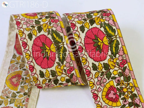 9 Yard Indian 7 cm Embroidered Trim Hats Making Tapes Christmas Trims Embroidery Hand Craft Sewing Dress Saree Borders Embellishments Ribbon