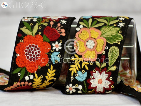 9 Yard Multi color 5cm Indian Trimmings Embroidered Saree Ribbon Sewing DIY Crafting Decorative Borders Embroidery Embellishment Trims