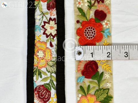 9 Yard Multi color 5cm Indian Trimmings Embroidered Saree Ribbon Sewing DIY Crafting Decorative Borders Embroidery Embellishment Trims