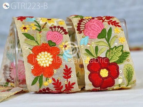 9 Yard Multi 5cm color Indian Trims Embroidered Saree Border Sewing DIY Crafting Decorative Ribbon Embroidery Dress Embellishment Trimmings