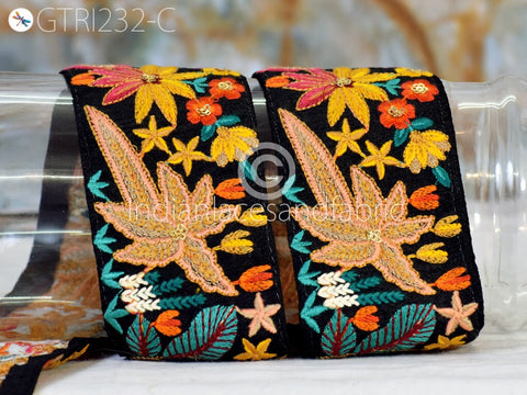 9 Yard Yellow DIY 65mm Craft Indian Laces Embroidered Decorative Fabric Trim Sari Border Sewing Curtain Home Décor Clothing Accessory Ribbon