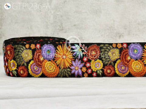 9 Yard Yellow 65mm Embroidered Sari Ribbon Fabric Trims Saree Border DIY Crafting Sewing Beach Bags Home Décor Embellishment Trimmings