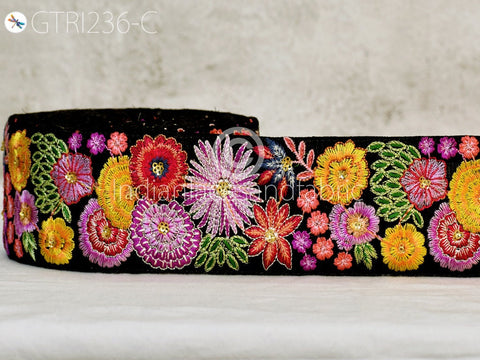 9 Yard Purple 65mm Embroidered Sari Ribbon Fabric Trim Saree Border Dolls Crafting Sewing Beach Bags Home Decor Embellishment Trimmings