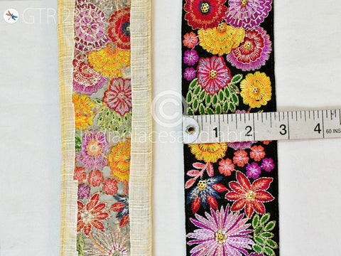 9 Yard Purple 65mm Embroidered Sari Ribbon Fabric Trim Saree Border Dolls Crafting Sewing Beach Bags Home Decor Embellishment Trimmings