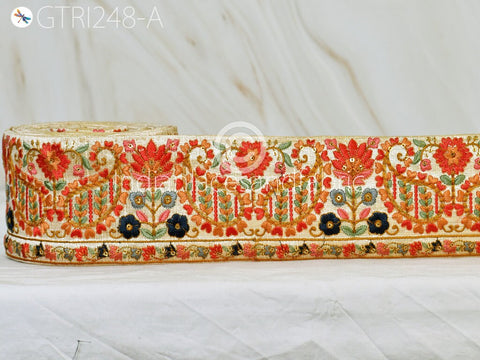 3 Yard Indian Embroidered 9 CM Ribbon Decorative Embroidery Trim Embellishment DIY Crafting Sewing Beach Bags Indian Sari Border Home Decor
