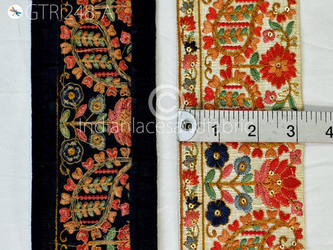3 Yard Indian Embroidered 9 CM Ribbon Decorative Embroidery Trim Embellishment DIY Crafting Sewing Beach Bags Indian Sari Border Home Decor