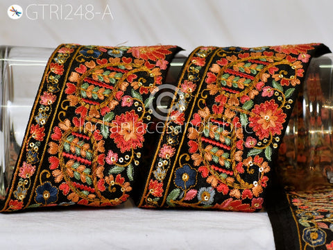 9 Yard Indian Embroidered 8cm Ribbon Decorative Embroidery Trim Embellishment Crafting Bags Indian Sari Border Christmas Trimmings