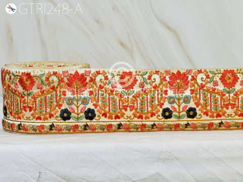 9 Yard Indian Embroidered 8cm Ribbon Decorative Embroidery Trim Embellishment Crafting Bags Indian Sari Border Christmas Trimmings