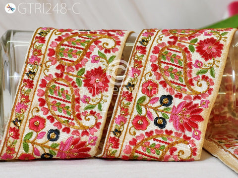 9 Yard Indian 8cm Trimmings Embroidered Ribbon Decorative Embroidery Trim Embellishment DIY Crafting Sewing Sari Border Wedding Decor